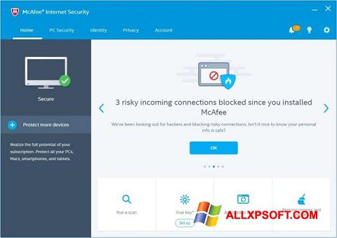 Screenshot McAfee Internet Security per Windows XP