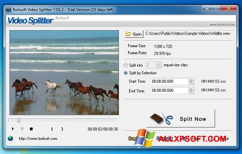 Screenshot Boilsoft Video Splitter per Windows XP