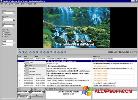 Screenshot Subtitle Workshop per Windows XP