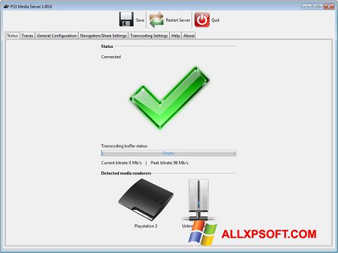 Screenshot PS3 Media Server per Windows XP