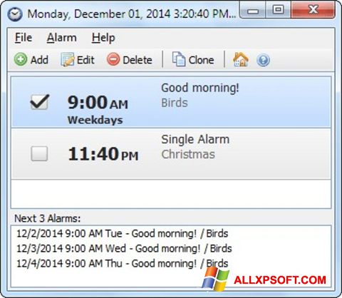 Screenshot Free Alarm Clock per Windows XP