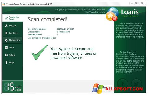 Screenshot Loaris Trojan Remover per Windows XP