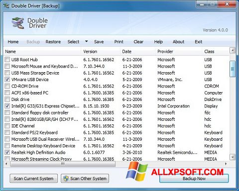 Screenshot Double Driver per Windows XP