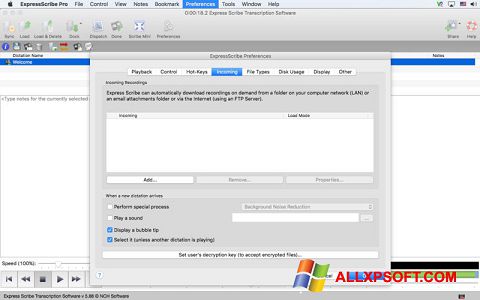 Screenshot Express Scribe per Windows XP
