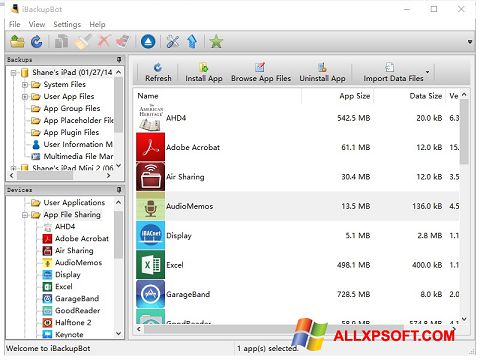 Screenshot iBackupBot per Windows XP