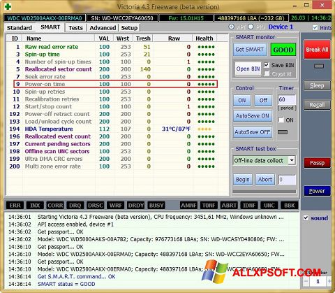 Screenshot Victoria per Windows XP