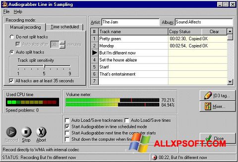 Screenshot Audiograbber per Windows XP