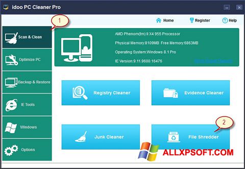 Screenshot PC Cleaner per Windows XP