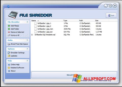 Screenshot File Shredder per Windows XP