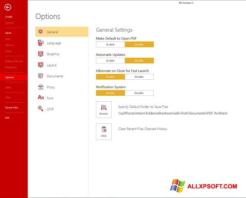 Screenshot PDF Architect per Windows XP