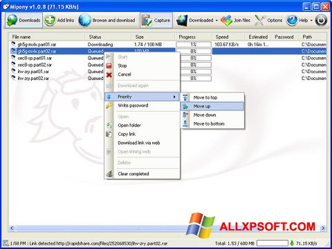 Screenshot Mipony per Windows XP