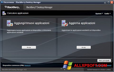 Screenshot BlackBerry Desktop Manager per Windows XP