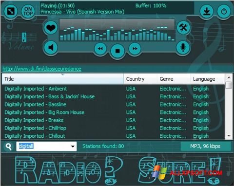 Screenshot RadioSure per Windows XP