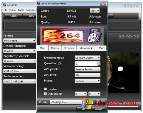Screenshot XviD4PSP per Windows XP