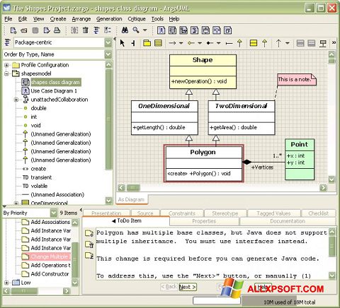 Screenshot ArgoUML per Windows XP