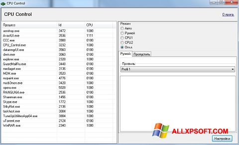 Screenshot CPU-Control per Windows XP