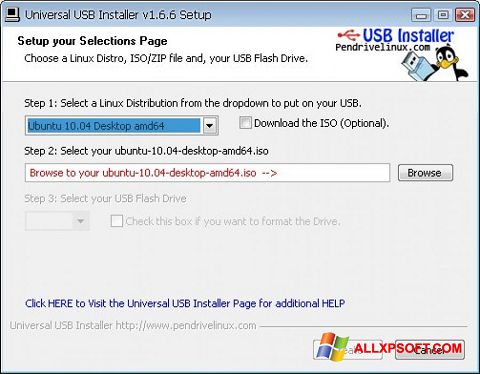 Screenshot Universal USB Installer per Windows XP