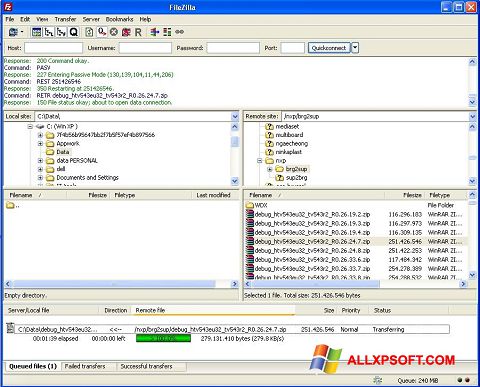 Screenshot FileZilla Server per Windows XP