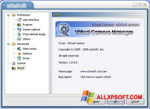 Screenshot VCam per Windows XP