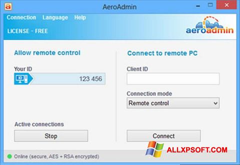 Screenshot AeroAdmin per Windows XP